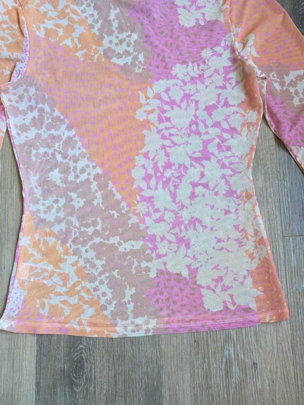AFRM Sheer Mesh Long Sleeve Top in Pink and Peach - Picture 13 of 16